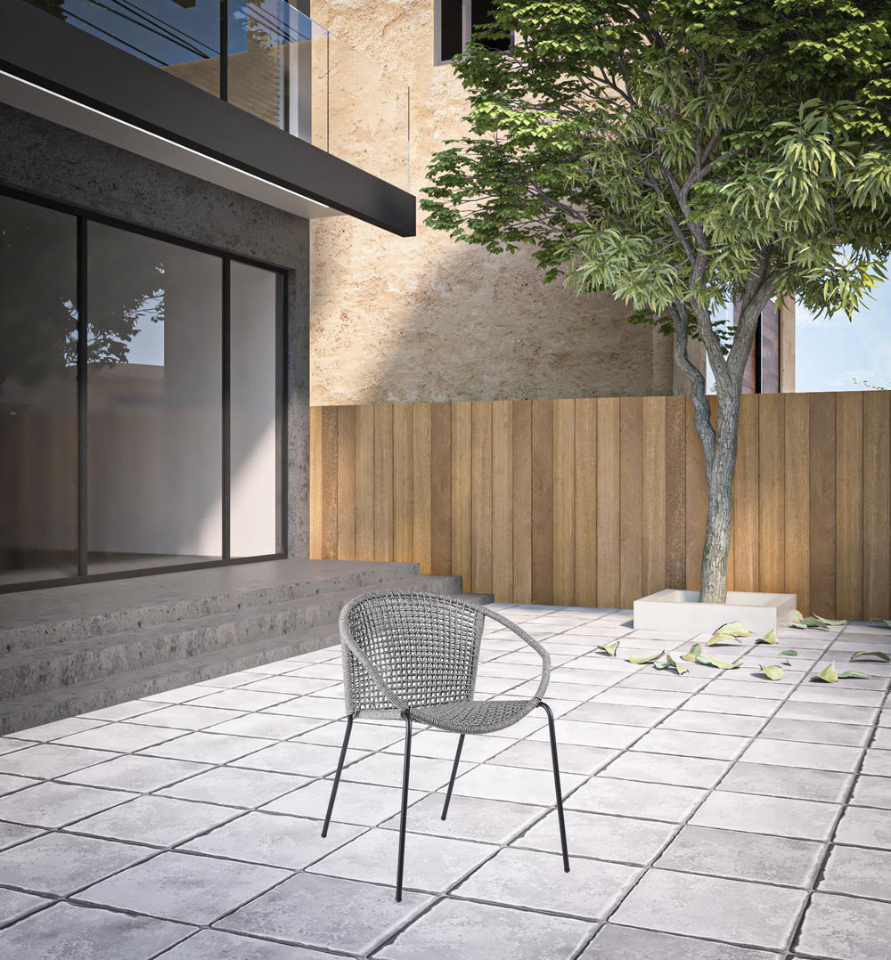 Set of Two 25" Gray Metal Outdoor Dining Chair - Homeroots - Flyclothing LLC