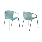 Set of Two 25" Green Metal Outdoor Dining Chair - Homeroots - Flyclothing LLC