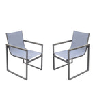 Set of Two 22" Light Gray Metal Outdoor Dining Chair
