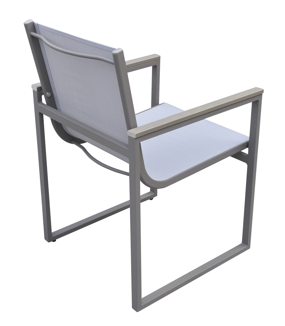 Set of Two 22" Light Gray Metal Outdoor Dining Chair