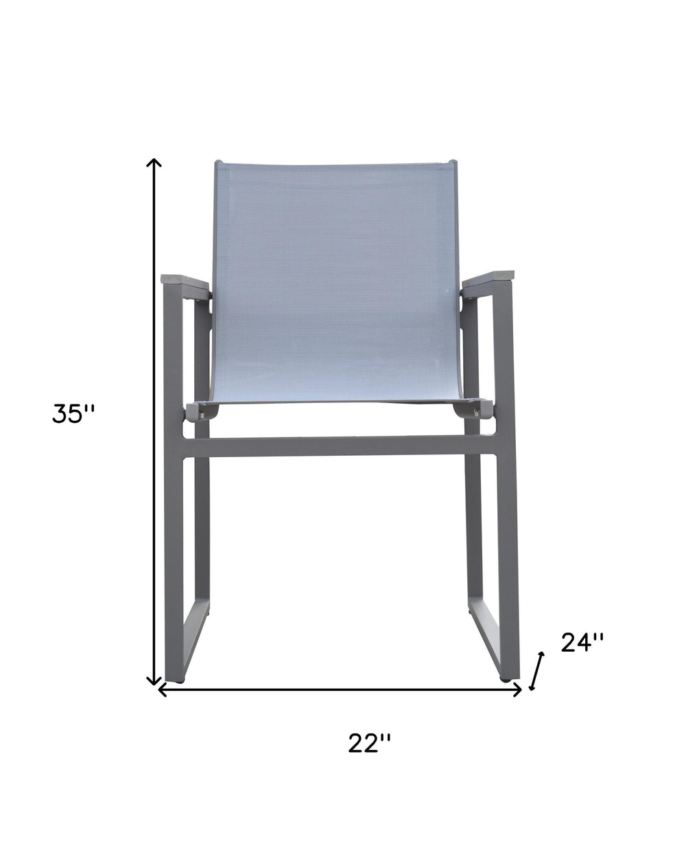 Set of Two 22" Light Gray Metal Outdoor Dining Chair - Homeroots