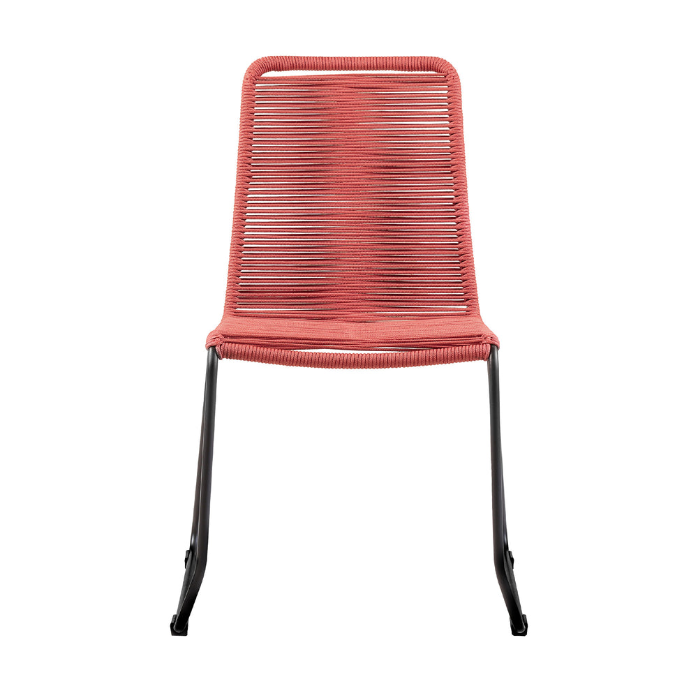Set of Two 23" Red Metal Outdoor Dining Chair - Homeroots - Flyclothing LLC