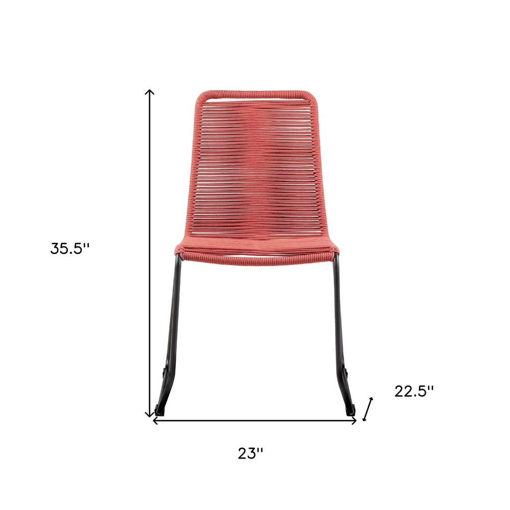 Set of Two 23" Red Metal Outdoor Dining Chair - Homeroots - Flyclothing LLC