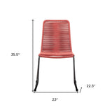 Set of Two 23" Red Metal Outdoor Dining Chair - Homeroots - Flyclothing LLC