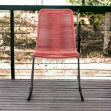 Set of Two 23" Red Metal Outdoor Dining Chair - Homeroots - Flyclothing LLC