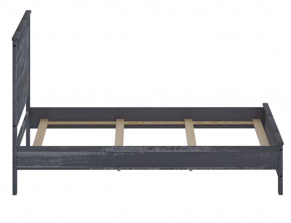 Grey Solid Wood Full Double Bed Frame - Homeroots - Flyclothing LLC