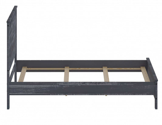 Grey Solid Wood Full Double Bed Frame - Homeroots - Flyclothing LLC