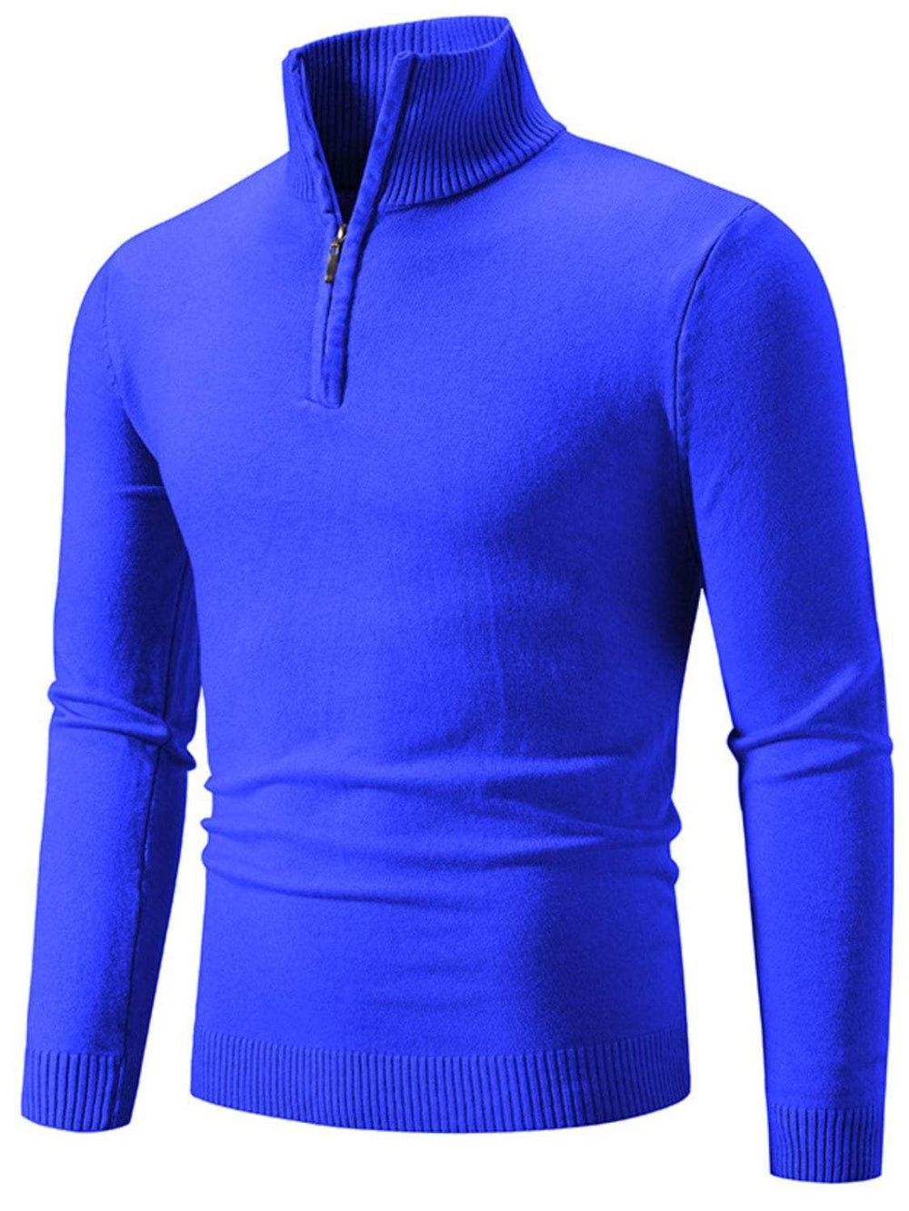 Men's Plus Size Quarter Zip Long Sleeve Knit Top - Trendsi - Flyclothing LLC