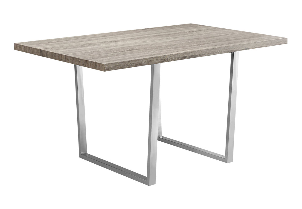 59" Taupe And Silver Solid Wood And Metal Sled Base Dining Table - Homeroots - Flyclothing LLC