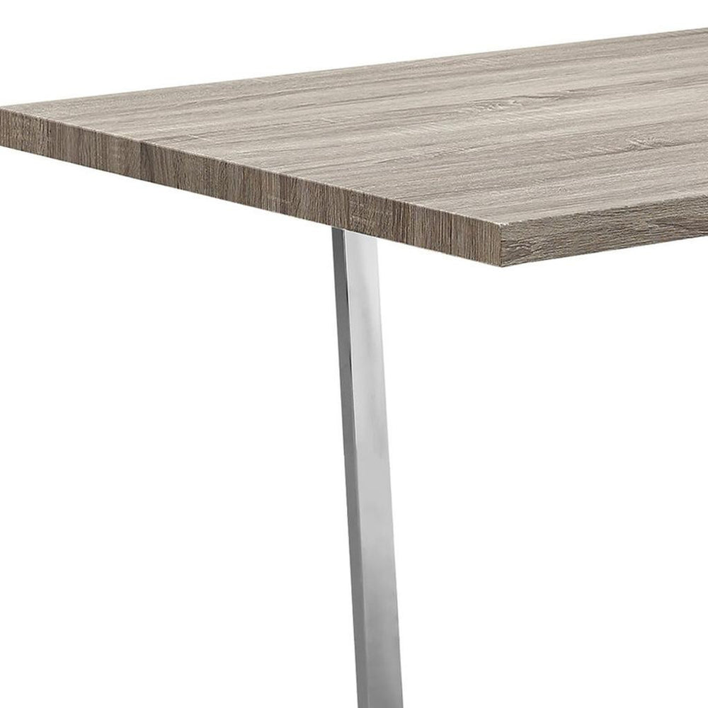 59" Taupe And Silver Solid Wood And Metal Sled Base Dining Table - Homeroots - Flyclothing LLC