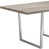 59" Taupe And Silver Solid Wood And Metal Sled Base Dining Table - Homeroots - Flyclothing LLC