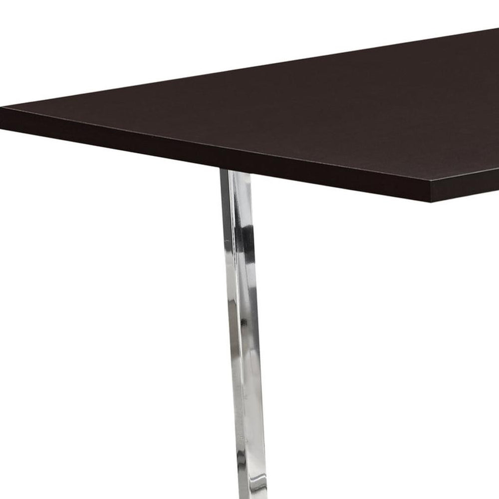 59" Espresso And Silver Solid Wood And Metal Sled Base Dining Table - Homeroots - Flyclothing LLC