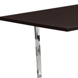 59" Espresso And Silver Solid Wood And Metal Sled Base Dining Table - Homeroots - Flyclothing LLC