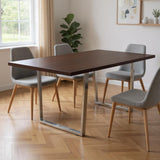 59" Espresso And Silver Solid Wood And Metal Sled Base Dining Table - Homeroots - Flyclothing LLC