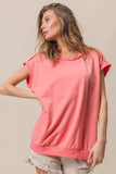 BiBi French Terry Drop Shoulder Basic Top - Trendsi - Flyclothing LLC