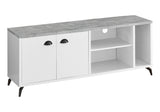 60" White Cabinet Enclosed Storage TV Stand