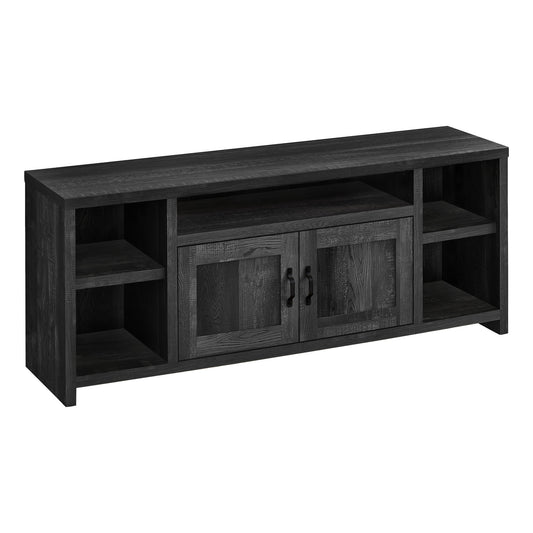 59" Black Cabinet Enclosed Storage TV Stand - Homeroots