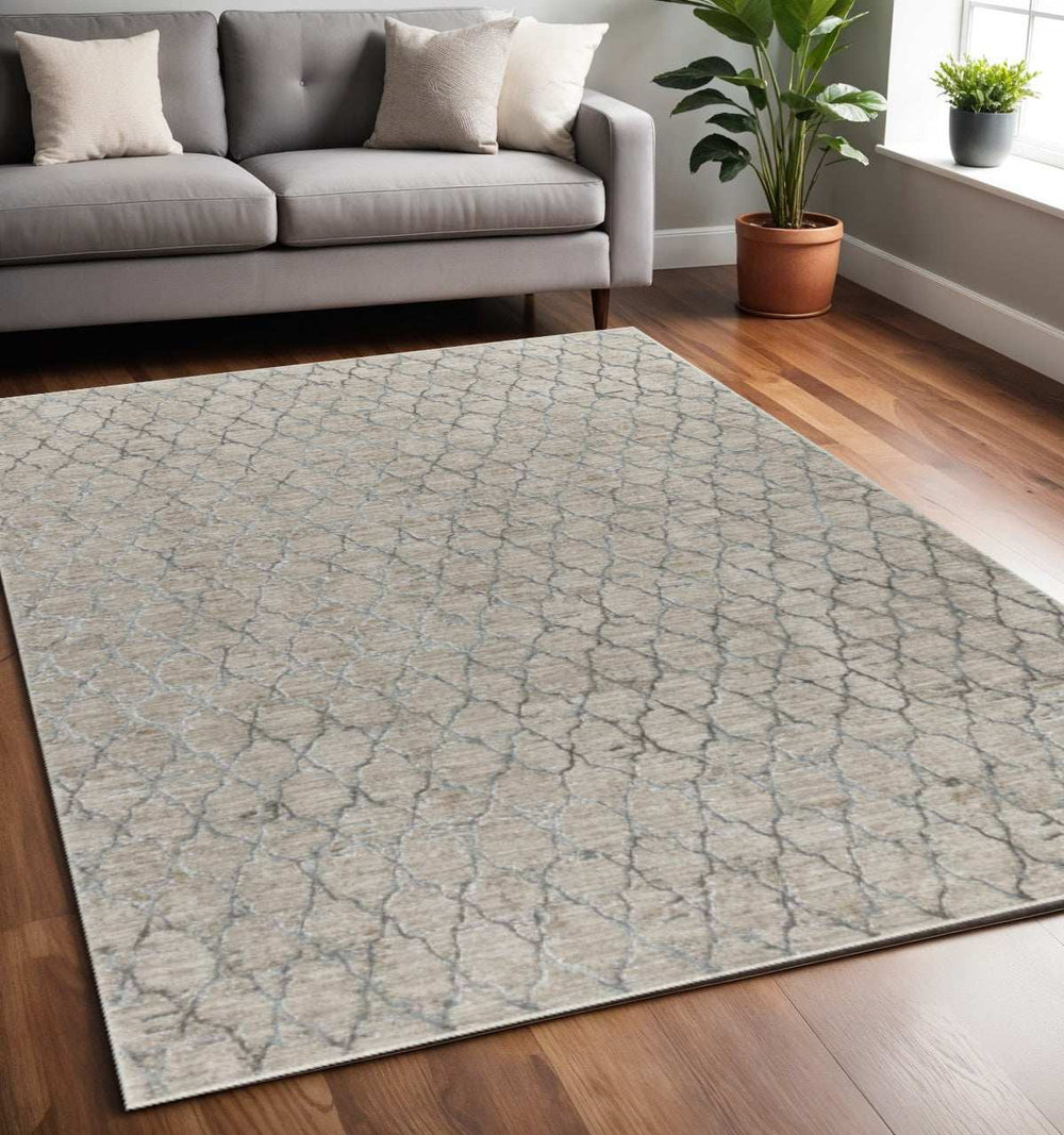 5' X 8' Beige Moroccan Stain Resistant Area Rug - Homeroots - Flyclothing LLC