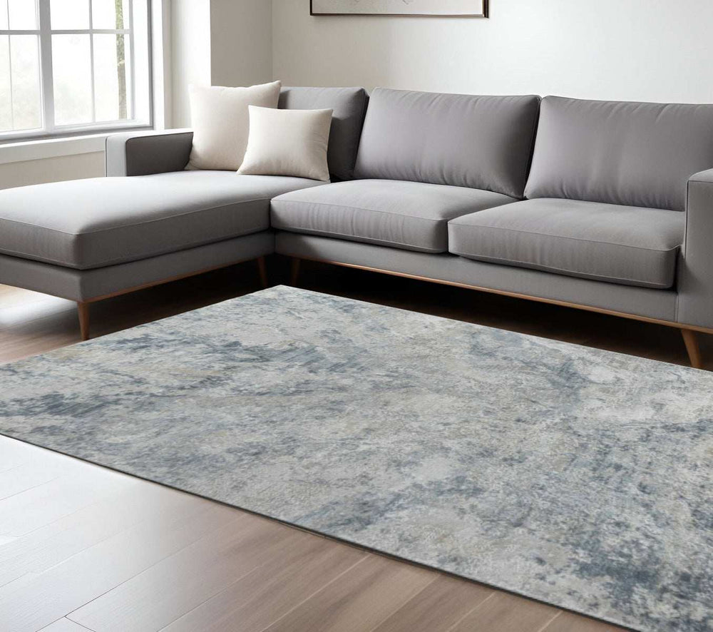 8' X 10' Blue Gray Abstract Power Loom Area Rug - Homeroots - Flyclothing LLC