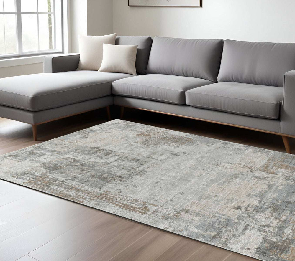 8' X 10' Beige Abstract Power Loom Stain Resistant Area Rug - Homeroots - Flyclothing LLC
