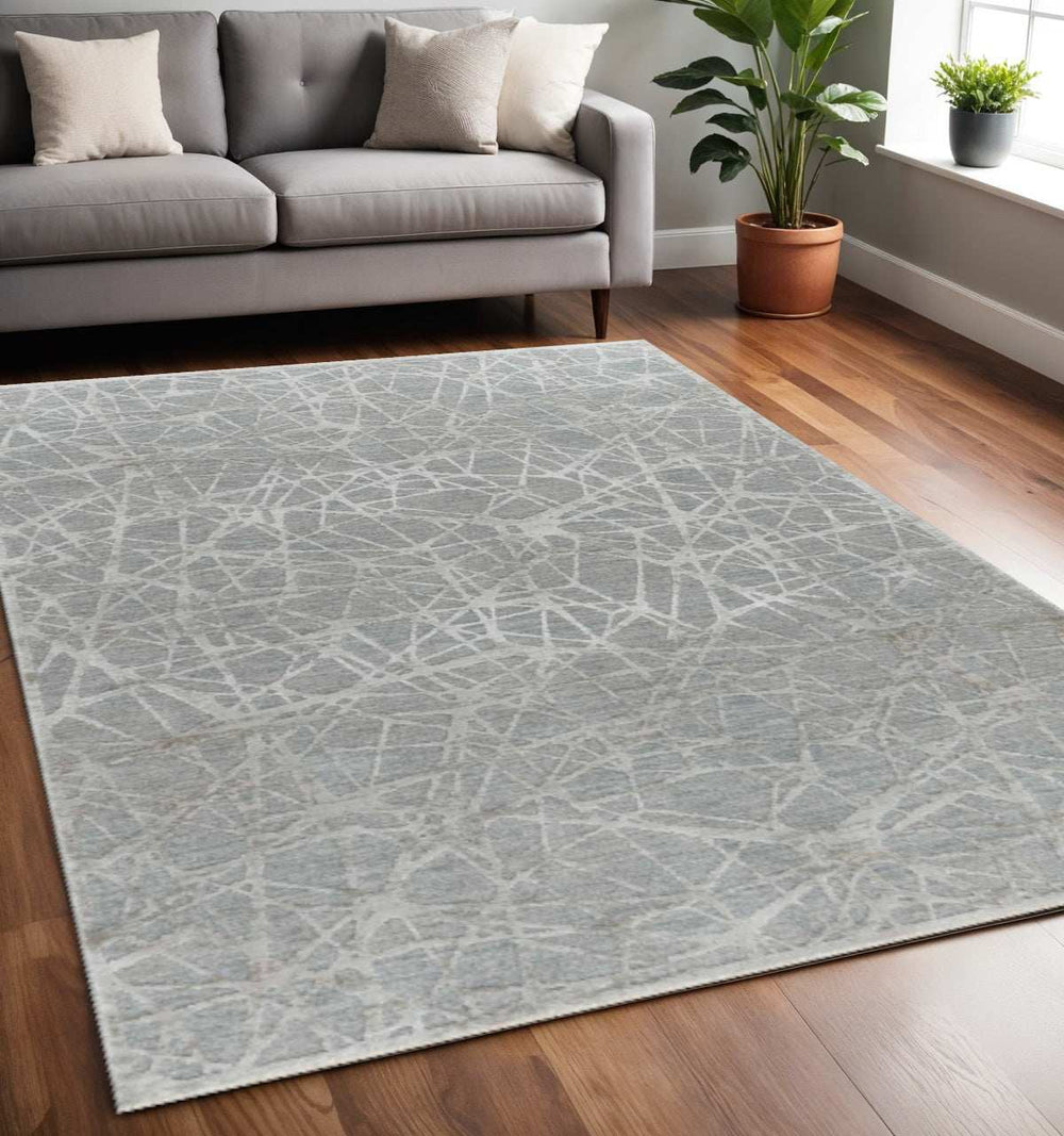 5' X 8' Turquoise Abstract Power Loom Stain Resistant Area Rug - Homeroots - Flyclothing LLC