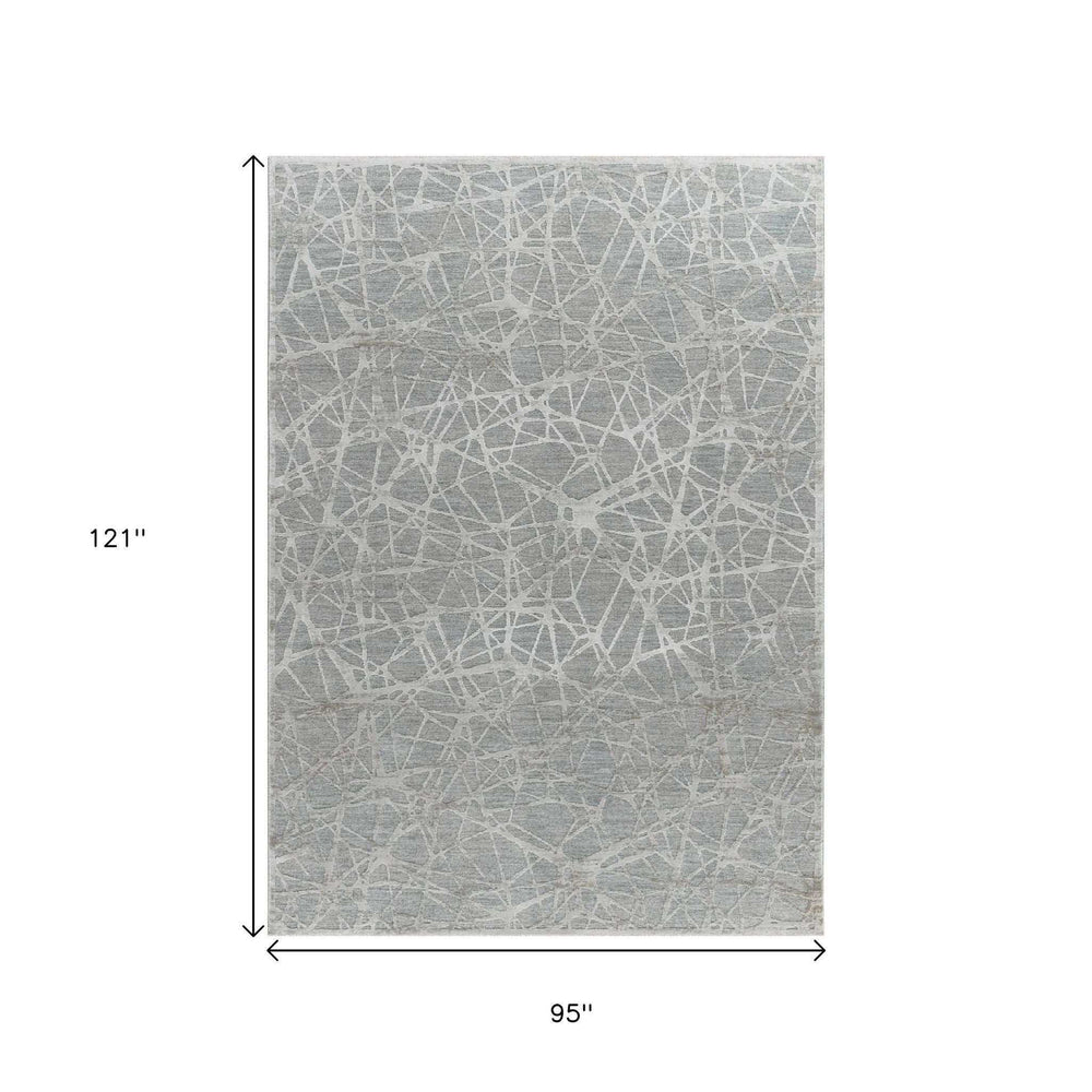 8' X 10' Turquoise Abstract Power Loom Stain Resistant Area Rug - Homeroots - Flyclothing LLC