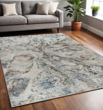 5' X 8' Beige and Blue Abstract Power Loom Area Rug - Homeroots - Flyclothing LLC