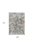 5' X 8' Beige and Blue Abstract Power Loom Area Rug - Homeroots - Flyclothing LLC
