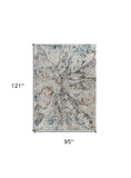 8' X 10' Beige Blue Abstract Power Loom Area Rug - Homeroots - Flyclothing LLC
