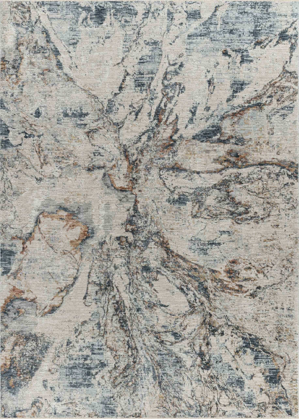 8' X 10' Beige Blue Abstract Power Loom Area Rug - Homeroots - Flyclothing LLC