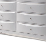 59" White Solid and Manufactured Wood Eight Drawer Double Dresser
