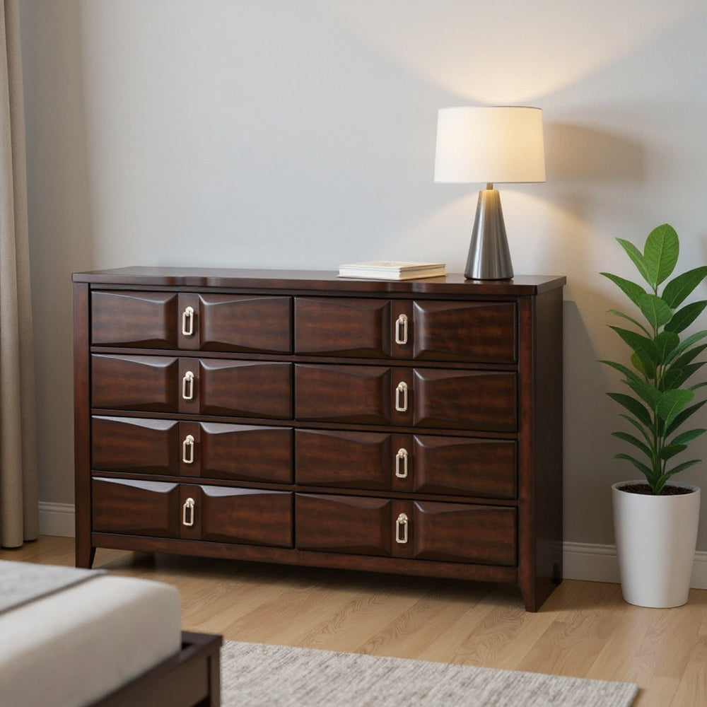 59" Espresso Eight Drawer Double Dresser