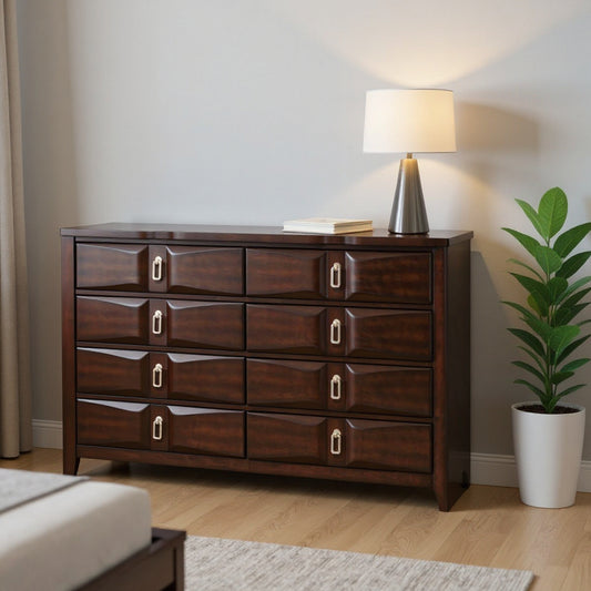 59" Espresso Eight Drawer Double Dresser