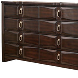 59" Espresso Eight Drawer Double Dresser