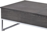 47" Gray and Silver Wood Lift Top Frame Coffee Table