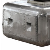 52" Silver Aluminum Solid Coffee Table With Drawer