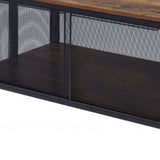 41" Brown and Black Wood And Metal Frame Coffee Table With Shelf