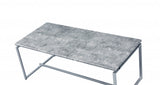 47" Gray and Silver PVC Veneer And Metal Sled Coffee Table