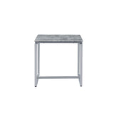 47" Gray and Silver PVC Veneer And Metal Sled Coffee Table