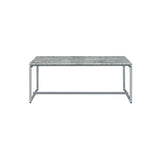 47" Gray and Silver PVC Veneer And Metal Sled Coffee Table