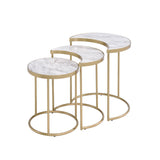 24" Gray And Gold Metal Round Nested Coffee Tables - Homeroots - Flyclothing LLC