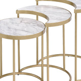 24" Gray And Gold Metal Round Nested Coffee Tables - Homeroots - Flyclothing LLC