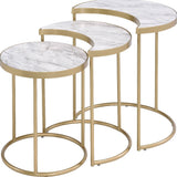 24" Gray And Gold Metal Round Nested Coffee Tables - Homeroots - Flyclothing LLC