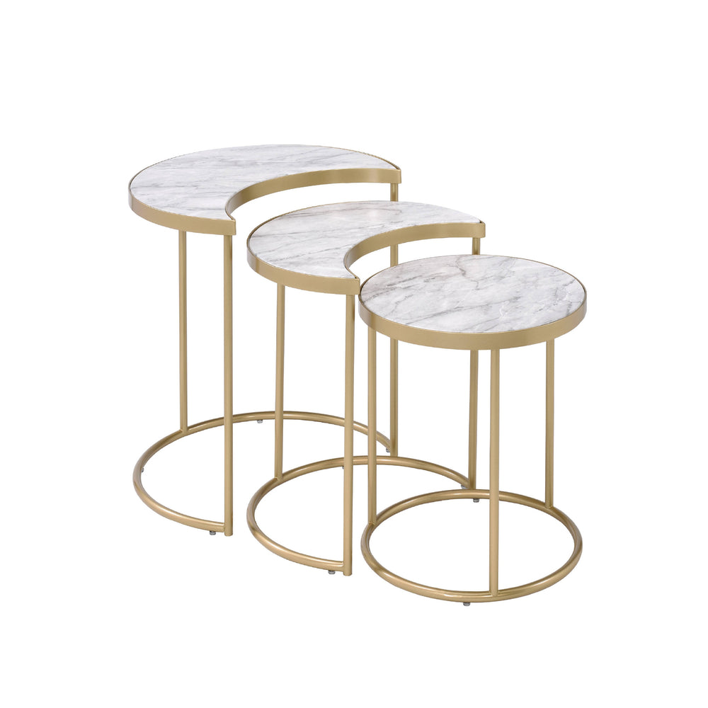 24" Gray And Gold Metal Round Nested Coffee Tables - Homeroots - Flyclothing LLC