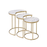 24" Gray And Gold Metal Round Nested Coffee Tables - Homeroots - Flyclothing LLC