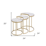 24" Gray And Gold Metal Round Nested Coffee Tables - Homeroots - Flyclothing LLC