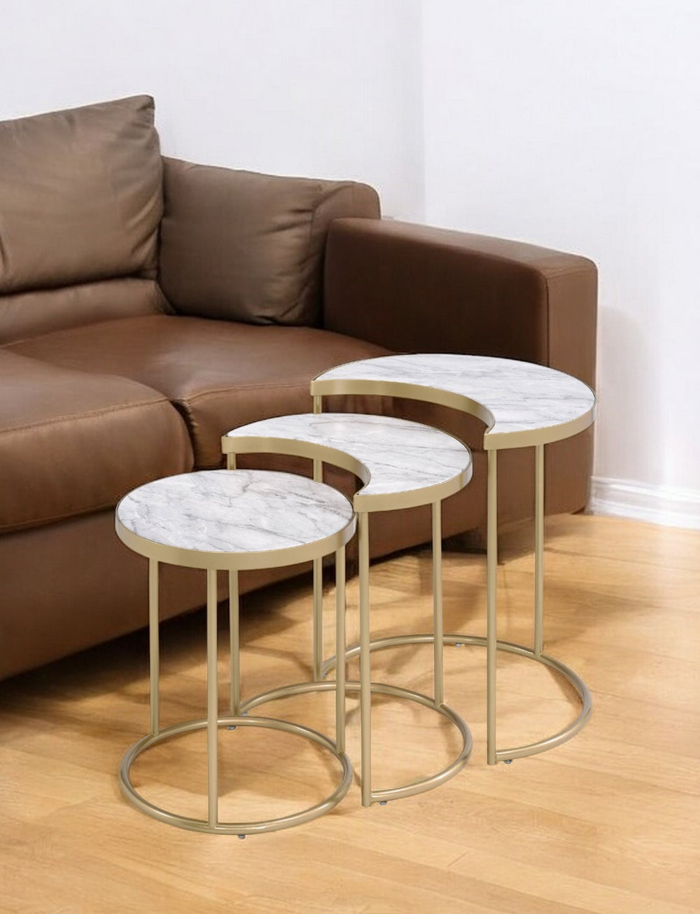 24" Gray And Gold Metal Round Nested Coffee Tables - Homeroots - Flyclothing LLC