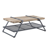 47" Natural and Gray Metal Sled Coffee Table With Shelf