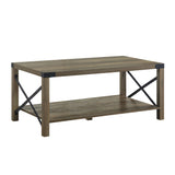 47" Oak Wood Coffee Table With Shelf