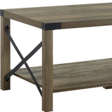 47" Oak Wood Coffee Table With Shelf